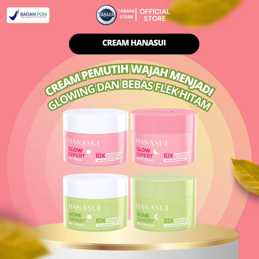cream pemutih wajah glowing cepat krim penghilang flek hitam ampuh hanasui night crim glow expert