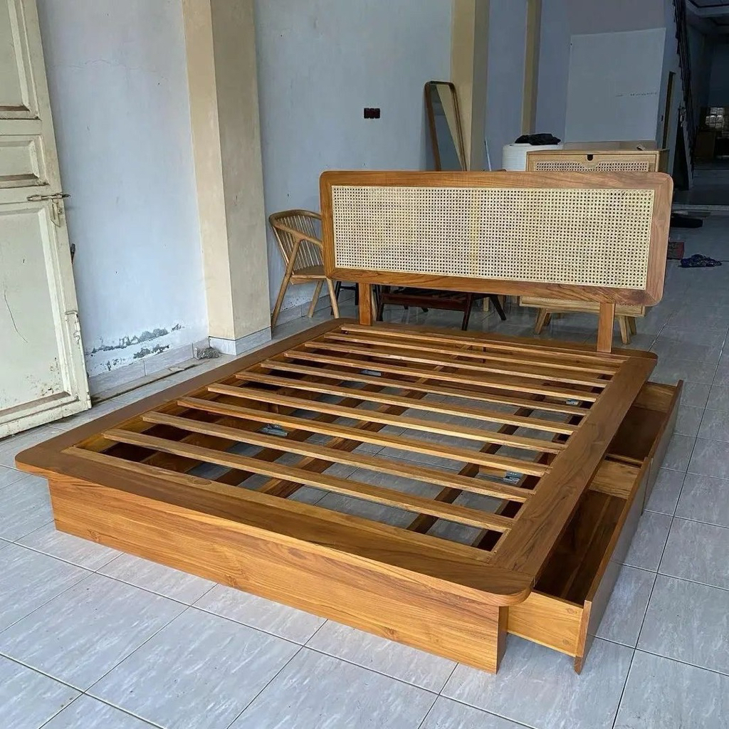 Dipan terbaru 4 laci samping bahan kayu jati