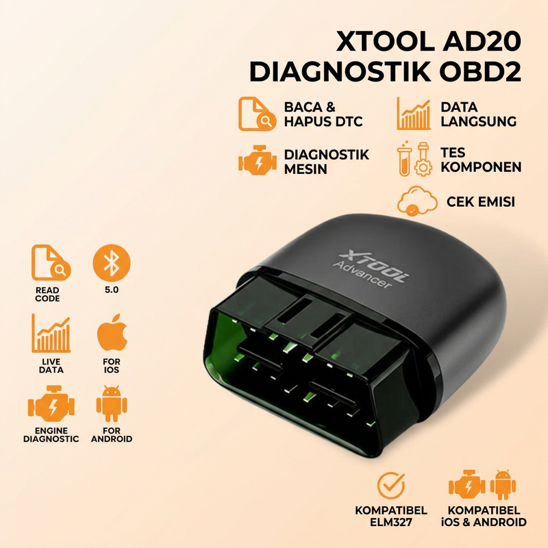 Alat Diagnosa Mobil OBD2 Bluetooth Xtool AD20 Scanner Kode Error Mesin ABS Airbag TPMS Immo Cek Hidu