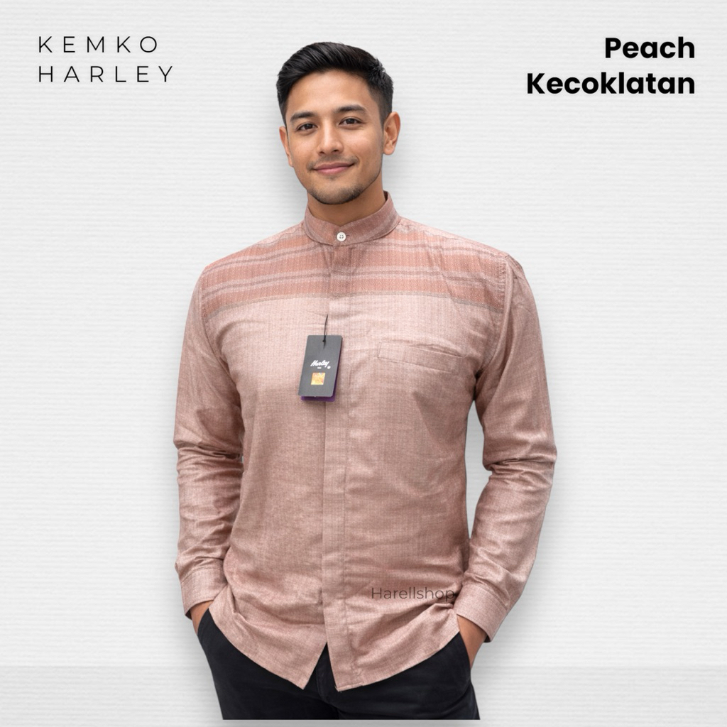 READY Kemko / Kemeja koko Harley lengan panjang warna PEACH TUA Kecoklatan