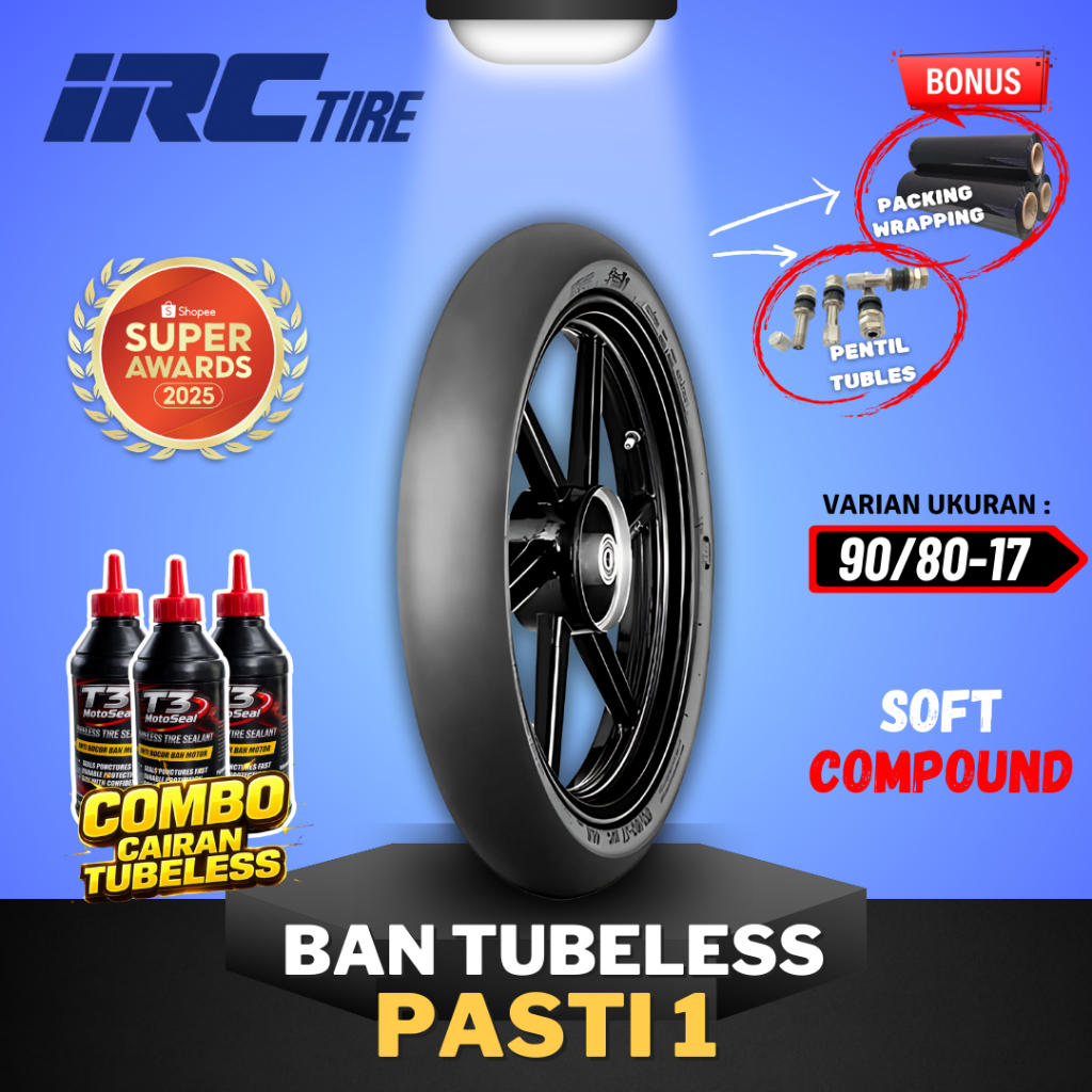 [READY COD] BAN IRC SOFT COMPOUND FASTI 1 ( 90/80-17 ) BAN RACING IRC PASTI 1 TUBLES / SOFT COMPOUND