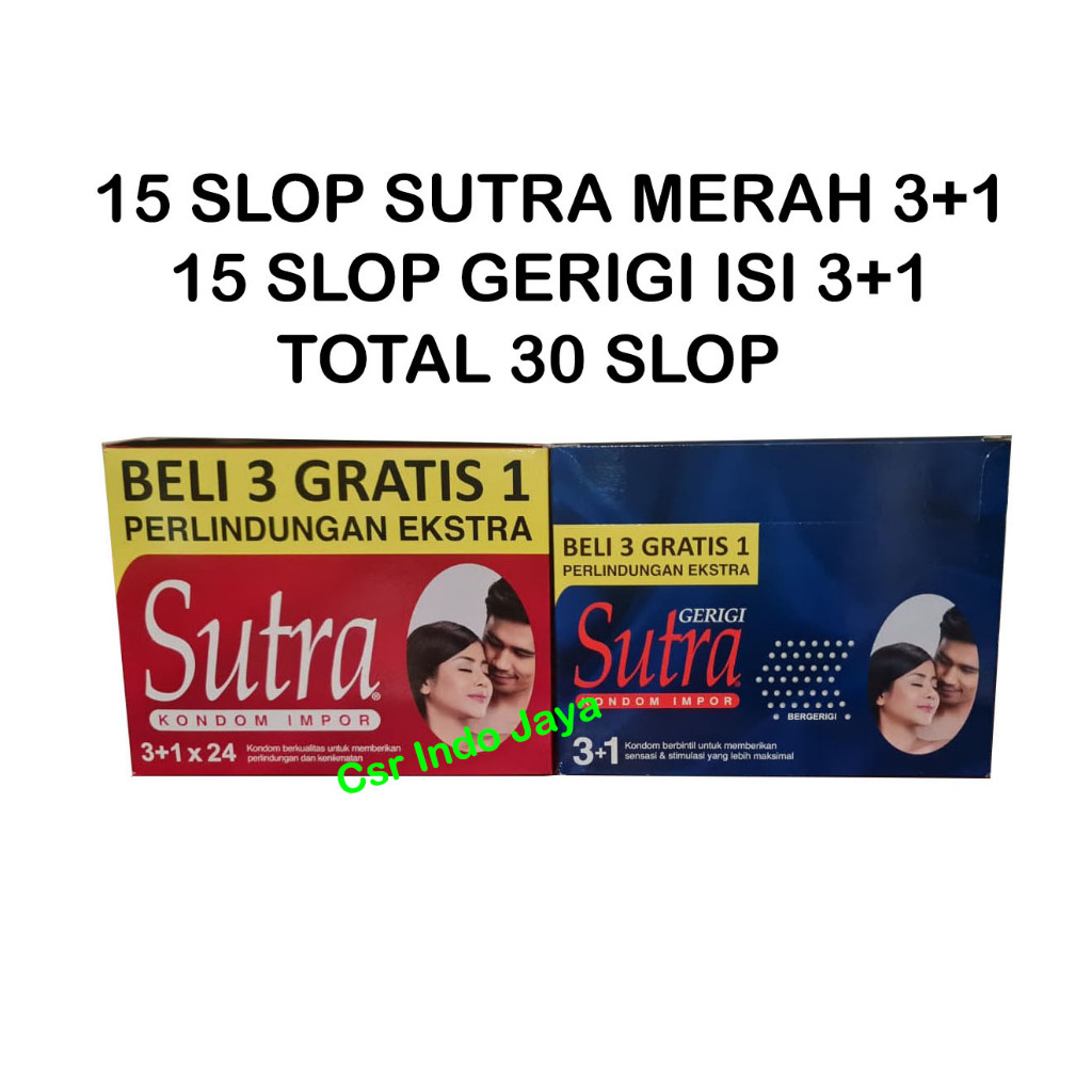 Kondom Sutra Merah 3+1 15 Slop dan Sutra Gerigi 3+1 15 Slop / Per Slop isi 24 Pack