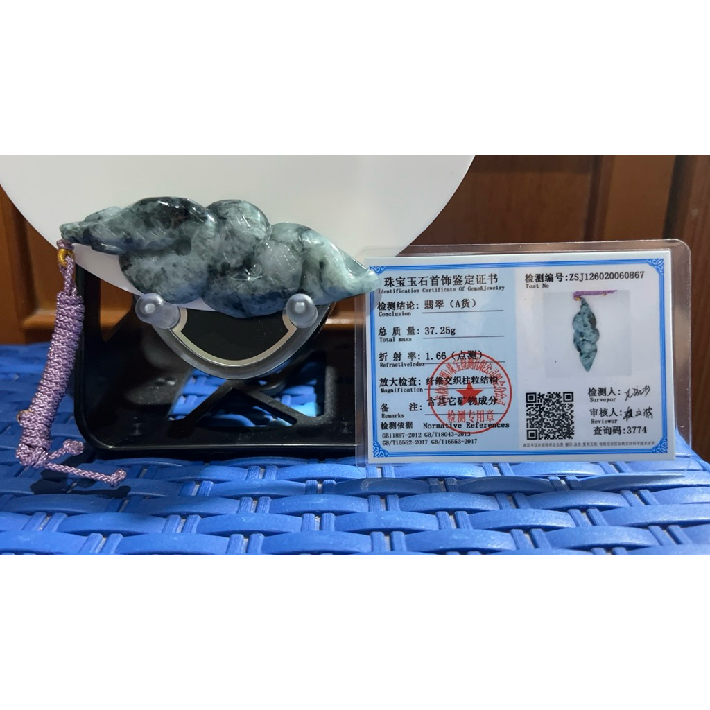 Liontin Giok Burma Biru Snake Type A Bersertifikat 100% Asli Giok