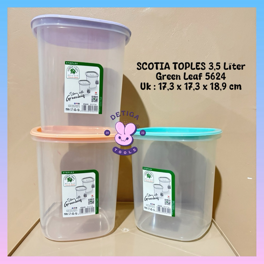 GREEN LEAF 5624 Toples Scotia Makanan Sealware Snack Kerupuk 3,5 Liter Wadah Kedap Udara