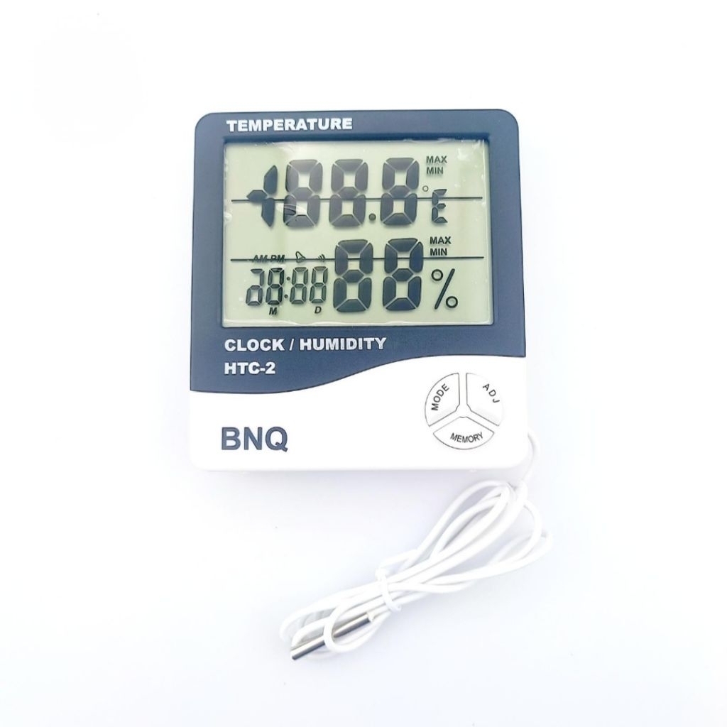 HTC-2 Digital Hygrometer Thermometer - Ukur Suhu & Kelembapan, Tampilan Waktu, Memori MAX/MIN