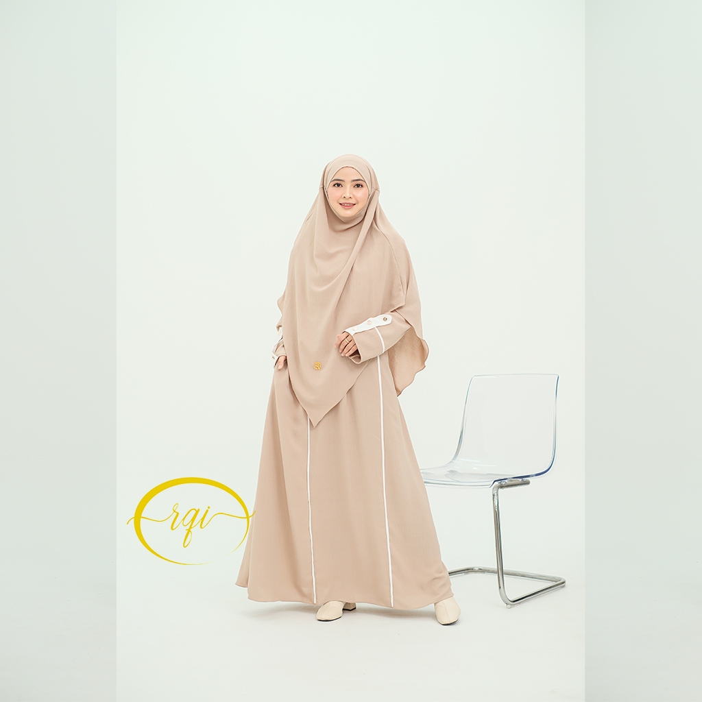 R-QI COLECTION | SET ABAYA PREMIUM | SET GAMIS SYARI MOTIF 2 GARIS