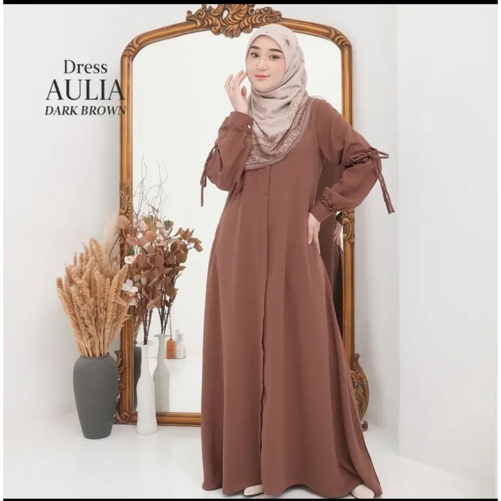 AULIA-DRESS Gamis Remaja Kekinian Ukuran M L XL XXL Gamis Wanita  Terbaru polos Busui