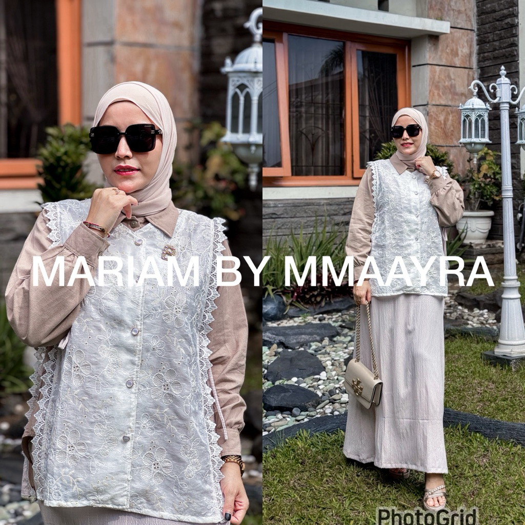 Mmaayra - MARIAM BY MMAAYRA - Oneset 3 in 1 baju setelan wanita kemeja rok dan rompi bordil cantik e