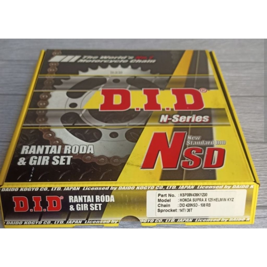 Gear set Supra x 125 fi DID kode KYZ