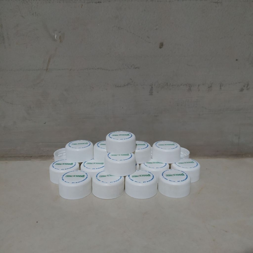 20pcs Tutup Botol Plastik You C1000 Warna Putih Bekas Bersih