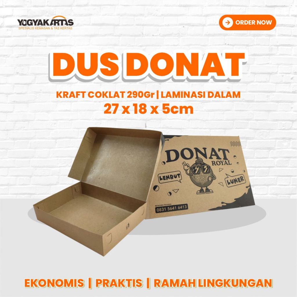 [Min Order 300 Pcs] Cetak Dus Donat Isi 6 | Kemasan 27x18x5 | Box Donat Custom