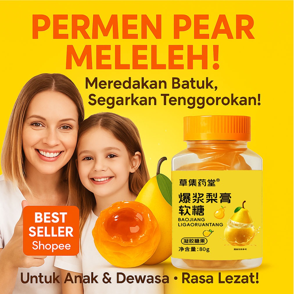 [Ekstrak Pir Alami Vitamin C] Permen Kenyal Sehat Pir Untuk Tenggorokan / Permen Vitamin Anak & Dewa