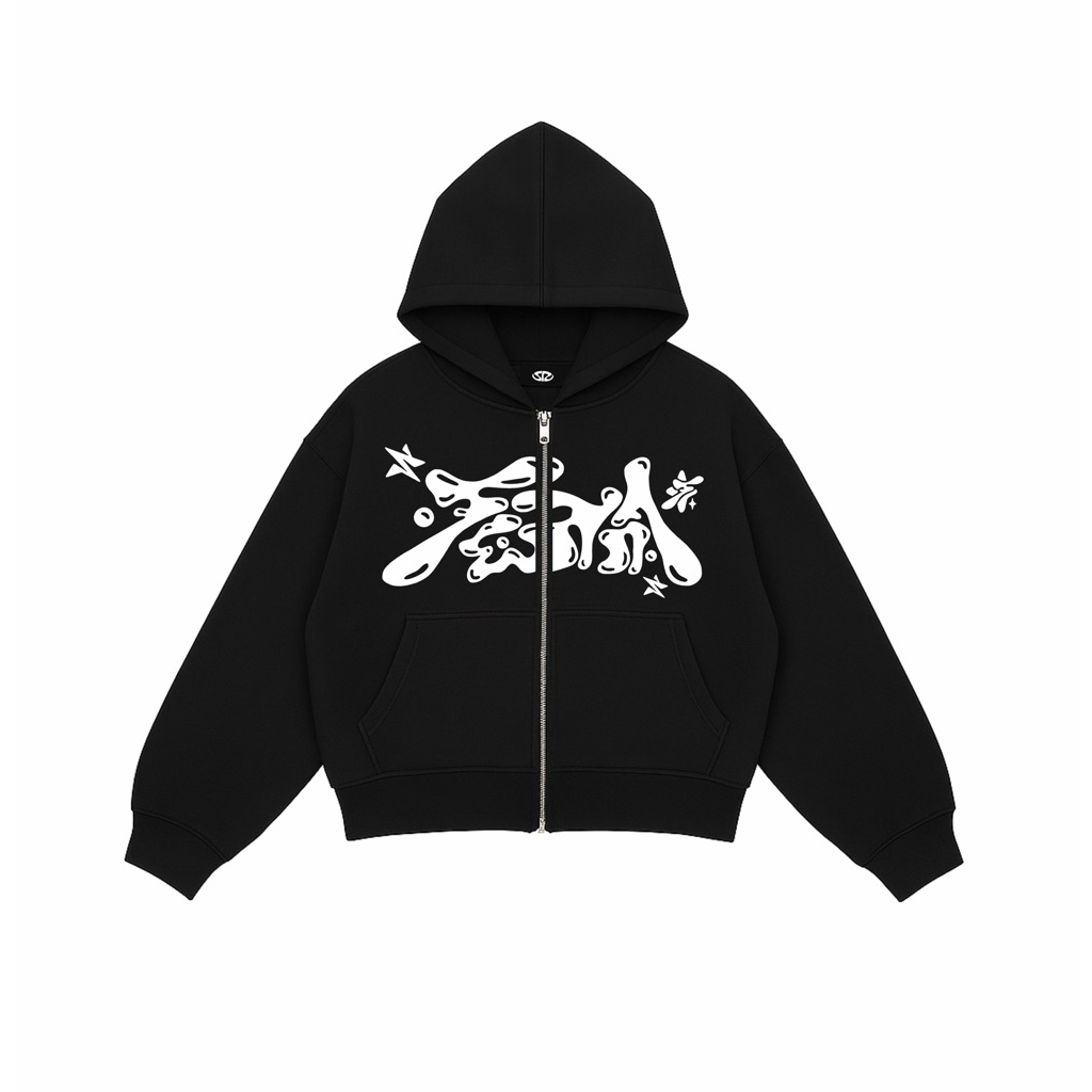 Sennareverse - Hoodie Zipper Boxy Puff ink Black - Prieres Des Parents | Hoodie zip | Hoodie Boxy Pr