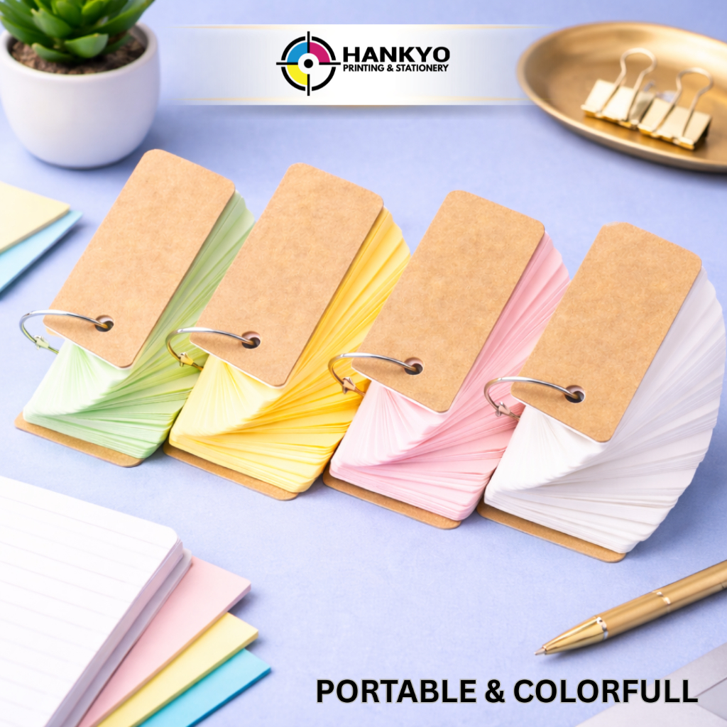 Flash Card Note book Warna Pastel Memopad Note Flash Card Polos Mini Notebook Portabel Gratis Ring