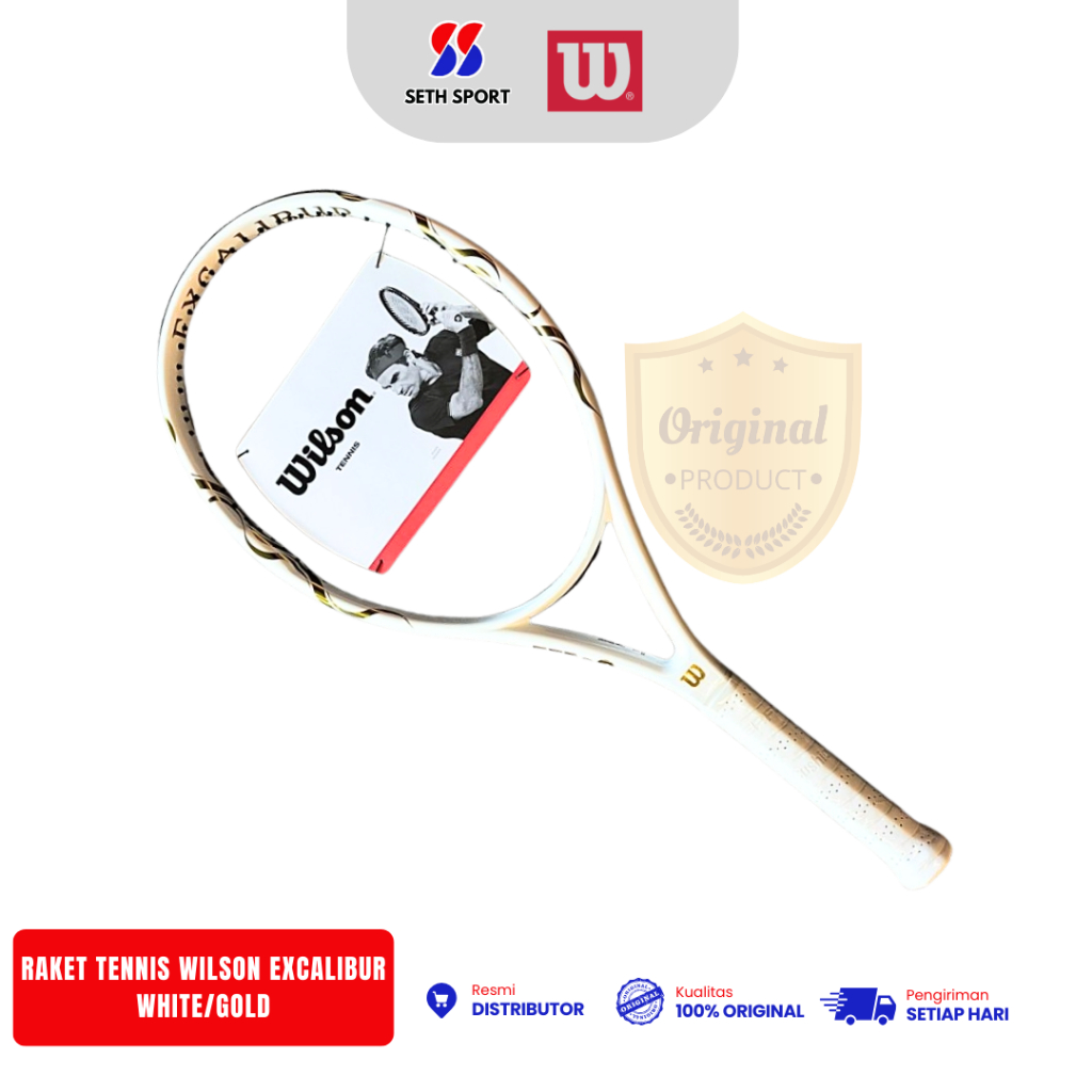 Raket Tennis Wilson Excalibur Original- White/Gold