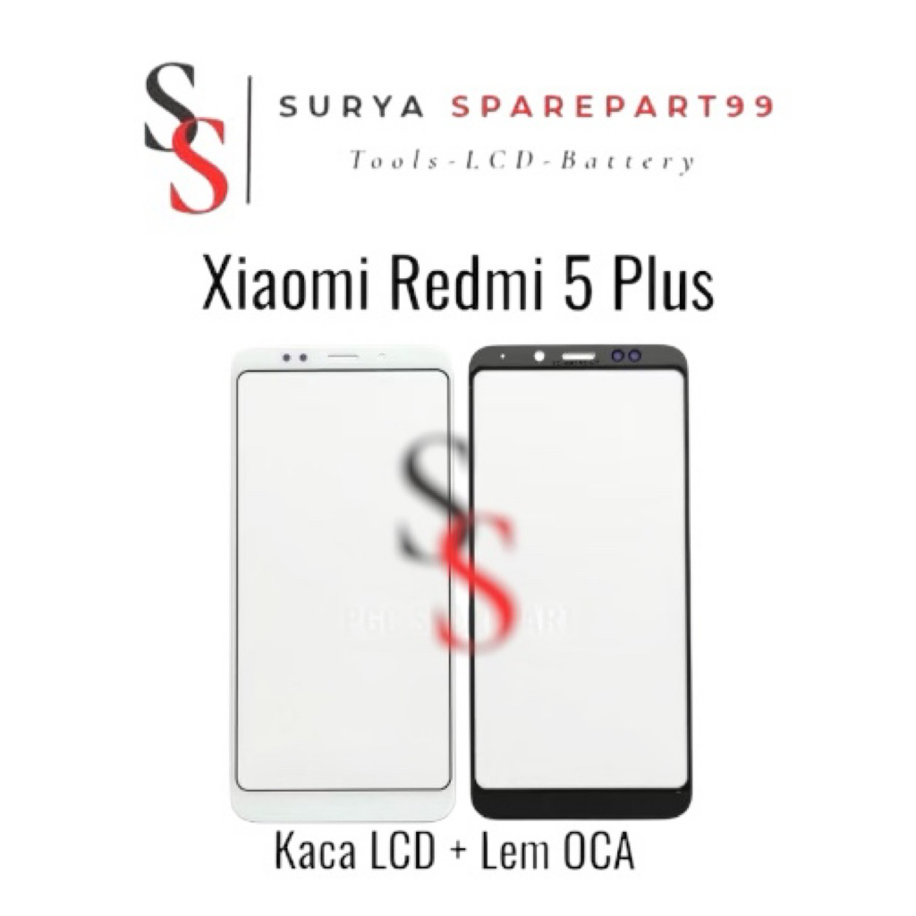 Kaca Lcd + lem oca Redmi 5 Plus / Redmi 5+ / Redmi 5plus - Layar Kaca Sentuh TS dan lem occa