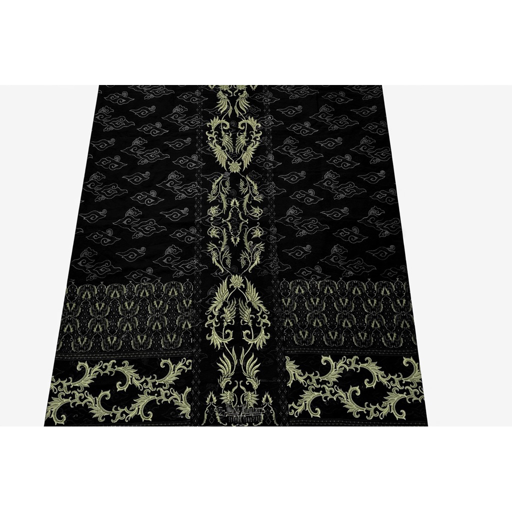 sarung - sarung bali lestari - hitam tumpal hijau