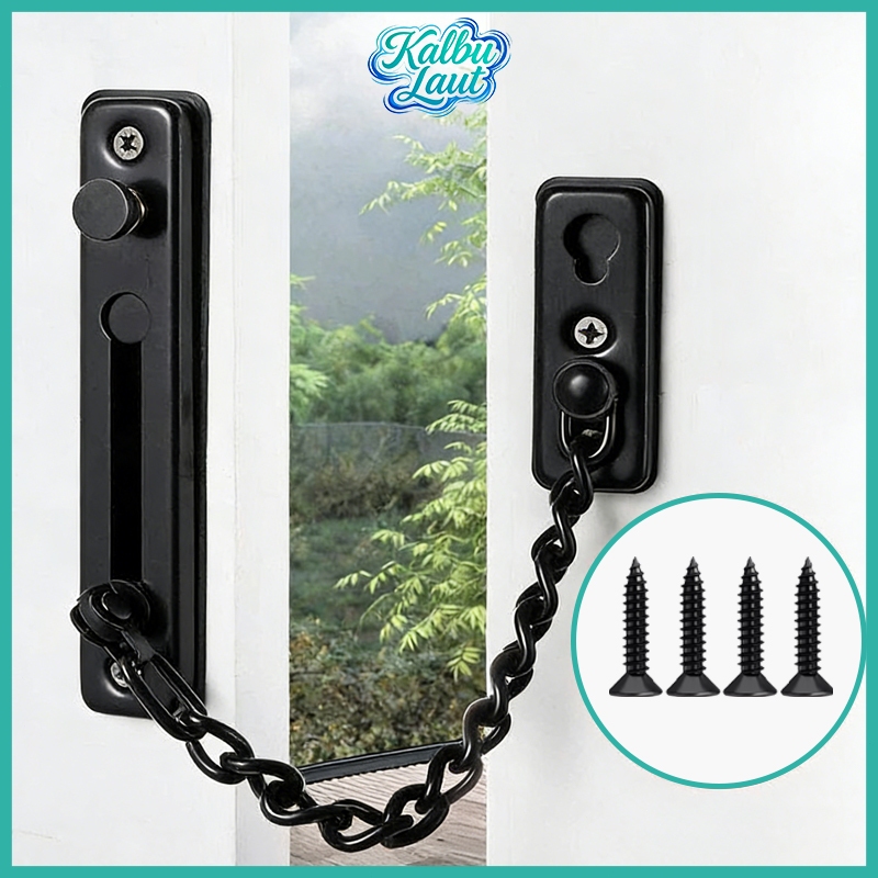 Grendel Rantai Rantai Pintu Stainless Steel Hitam Safety Pengaman Tebal Lebih Rantai Jendela