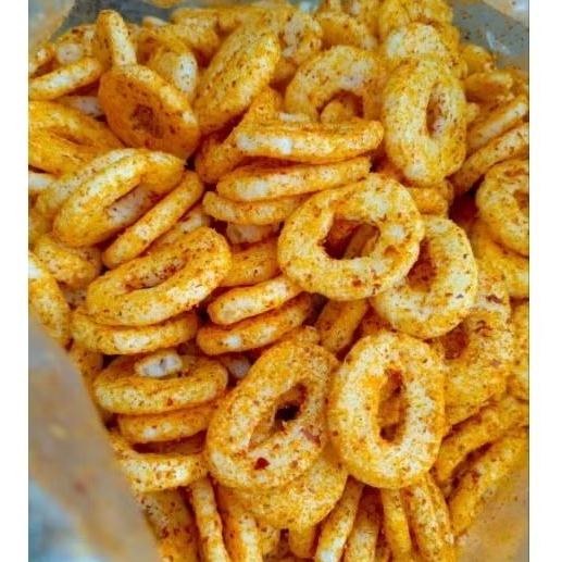 kerupuk ring koin pedas 1kg - cemilan pedas renyah