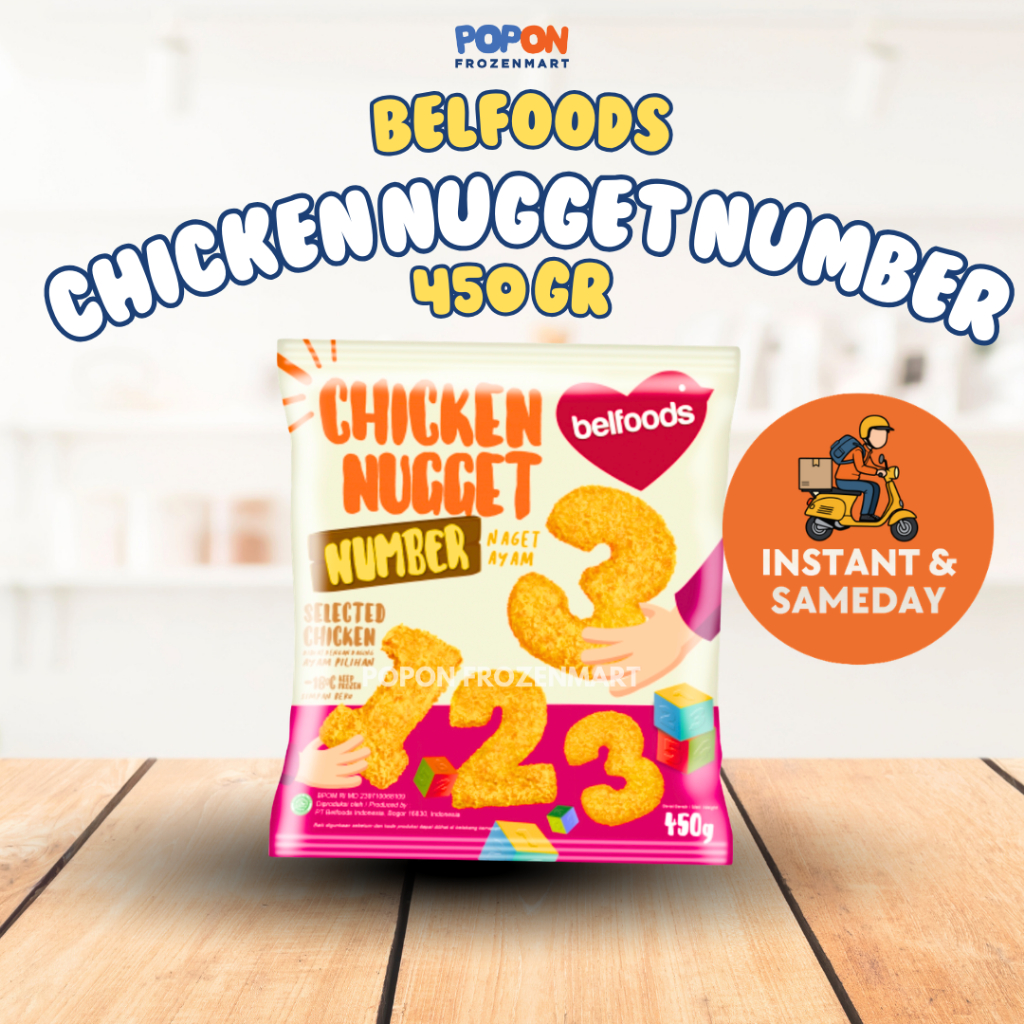 Belfoods Fav Chicken Nugget Number 450Gr Isi 30-40 pcs | Nugget Angka Lucu Favorit Anak | Instan & S