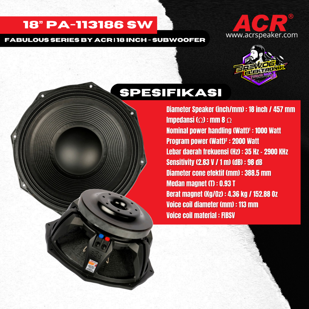 18" PA 113186 SW SINAR BAJA BREWOG AUDIO