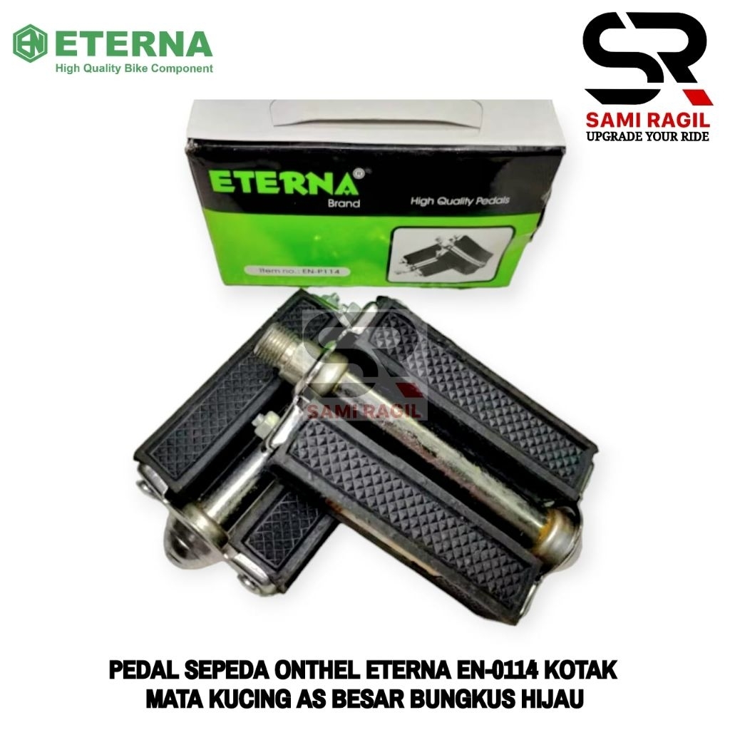 PEDAL SEPEDA ONTHEL ETERNA EN-0114 KOTAK MATA KUCING ONTEL 28 JENGKI AS BESAR BUNGKUS HIJAU KANAN KI