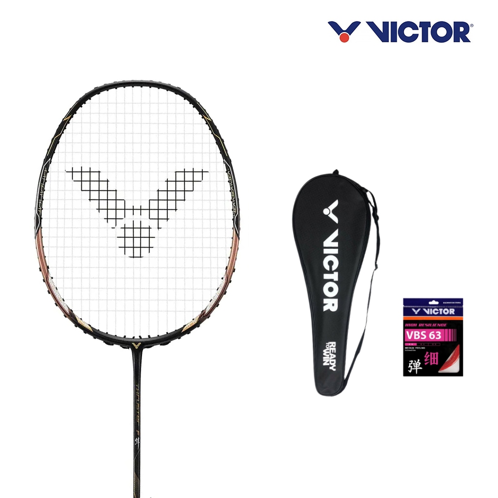 VICTOR THRUSTER F Ultra C 4U Raket Bulutangkis Offensive Original Taiwan 26-30lbs Siap Pakai + Bonus