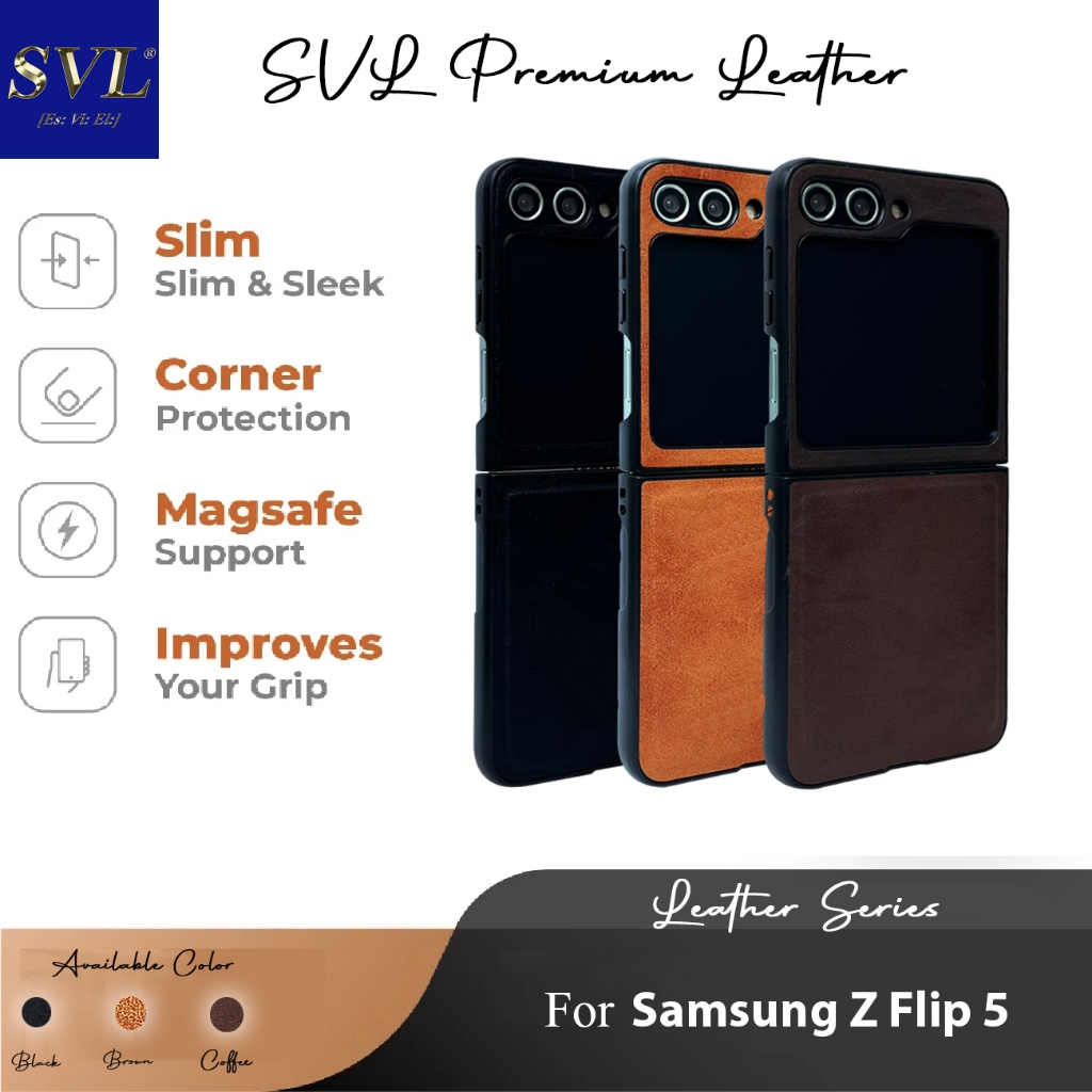 Samsung Z Flip 5 Premium SVL Leather Case  Hardcase kesing kulit