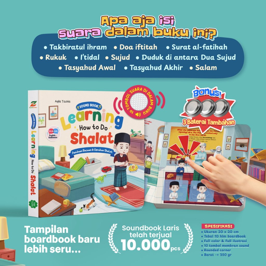 Sound Book Learning How To Do Shalat Belajar Shalat Anak Bahasa Indonesia & Inggris Boardbook