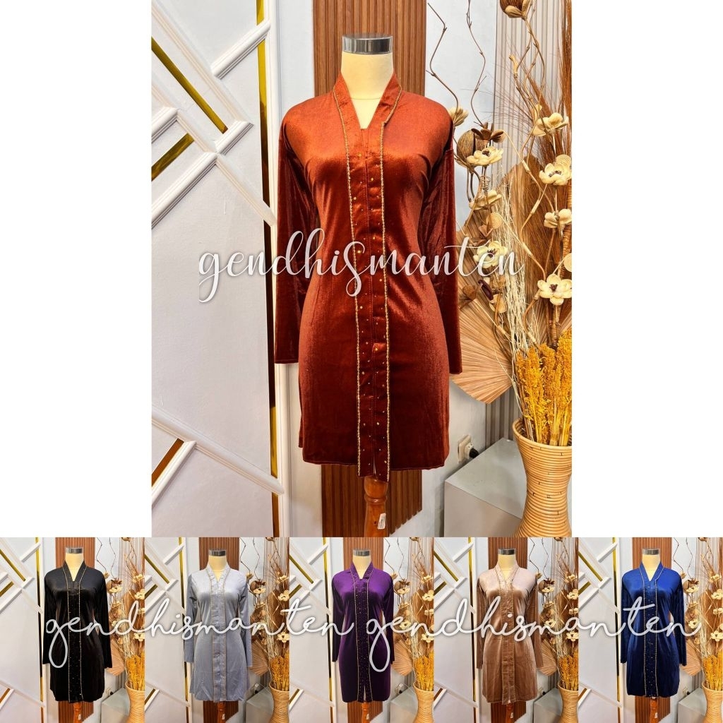 Gendhis • [Warna Lengkap] Kebaya Kartini / Leher V, Payet -  Body Panjang