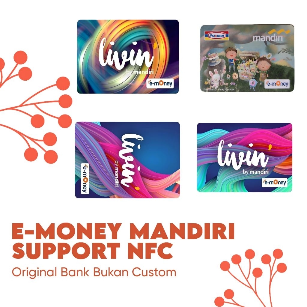 Kartu E-Money Mandiri ORI Motif Acak/ Kartu Mandiri/ E-money Mandiri/ E-Money Card/ E-toll Mandiri/ 