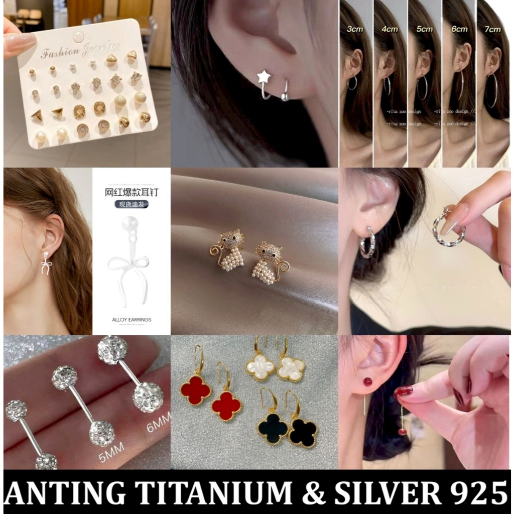 CUCI GUDANG Aneka Anting Titanium anak perempuan cewek remaja tanggung wanita dewasa model panjang p