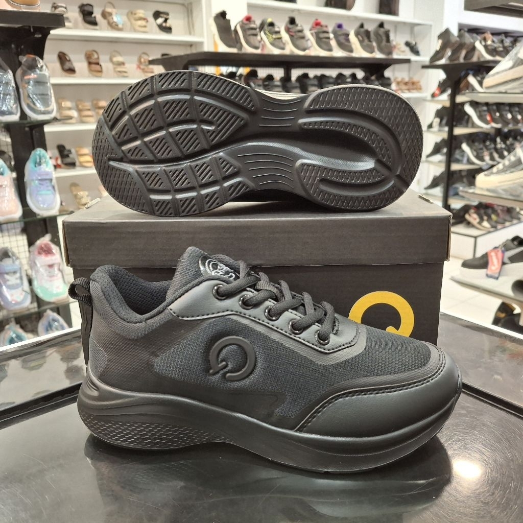 QISHI Sepatu Sekolah Anak | Baskar TG | Hitam Hitam