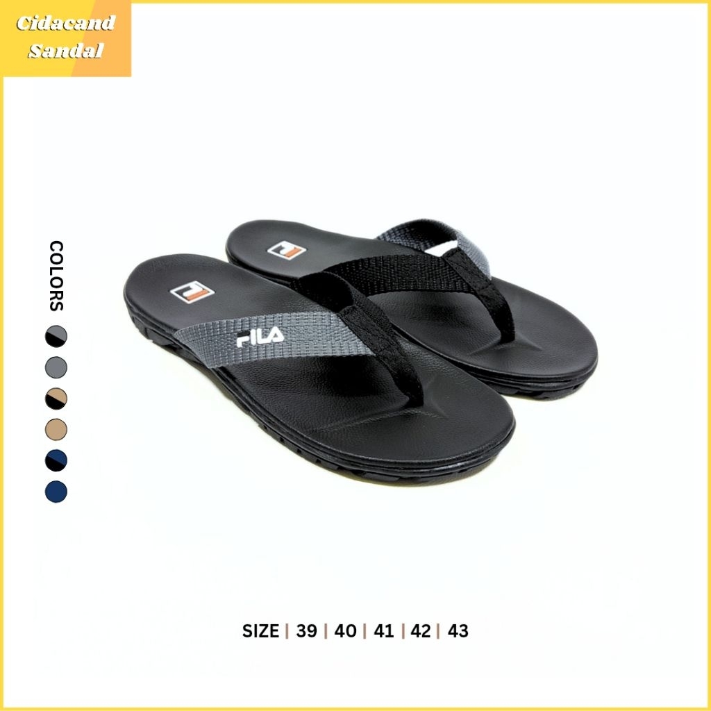 Sandal Jeput Pria Webbing Series All Color / FILA / Sandal Kulit PU Premium Casual