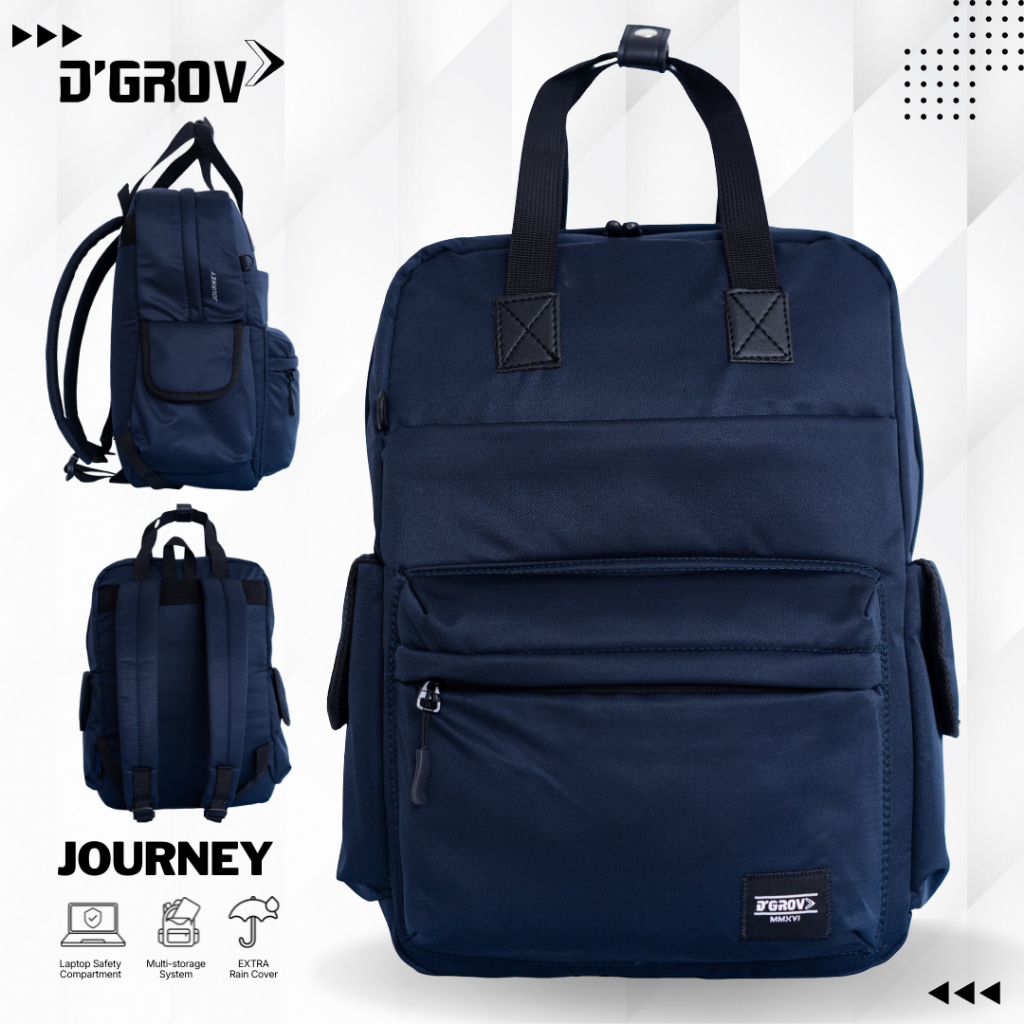 D'GROV JOURNEY  Backpack Tas Ransel Pria Pria Casual Tas Punggung Cowok Minimalis Tas Kuliah Sekolah