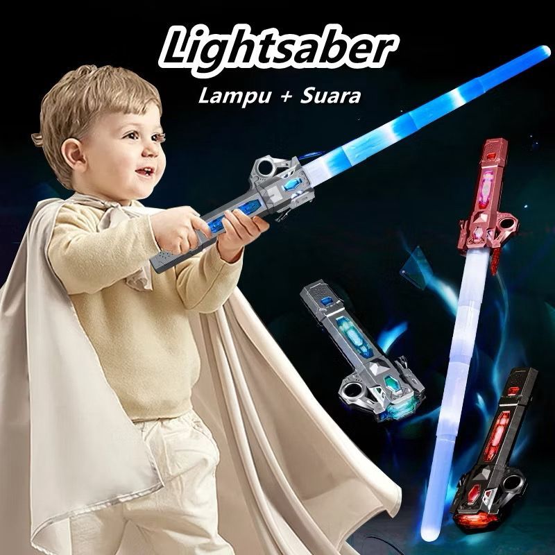 * MKA * Mainan Retractable Lightsaber Cosplay Cool Pedang / Mainan Anak Pedang LightSaber Lampu Suar
