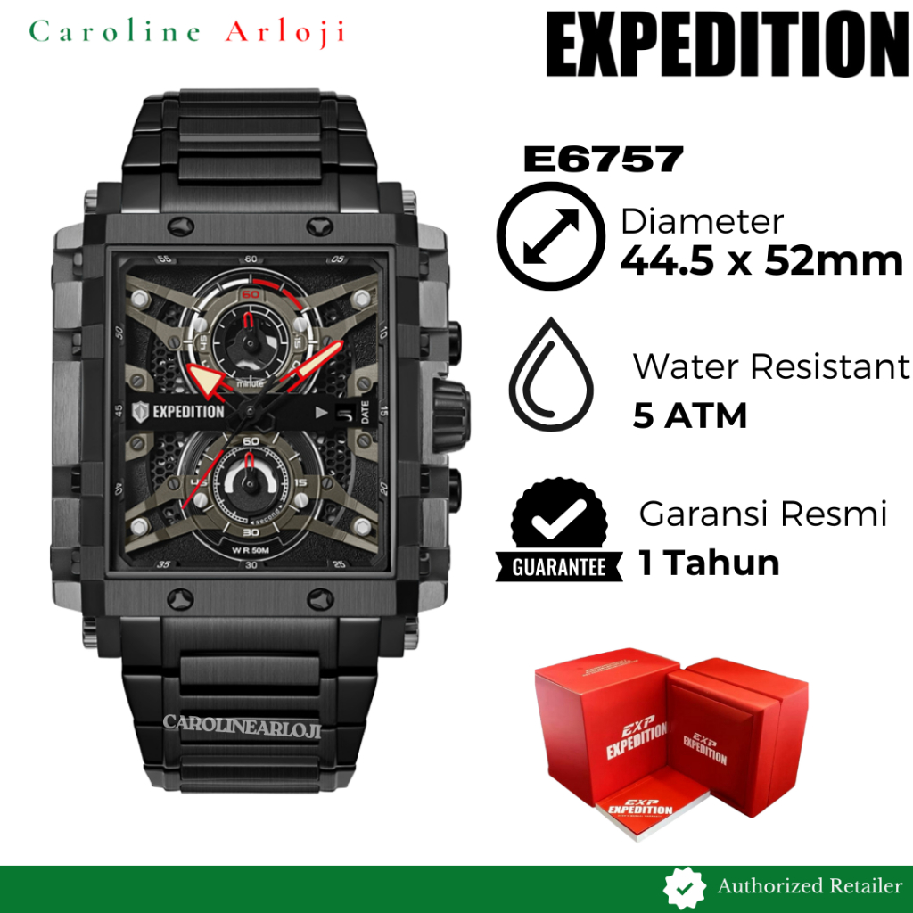 ORIGINAL Jam Tangan Pria Expedition E6757 / E 6757 Garansi Resmi Rantai Kulit