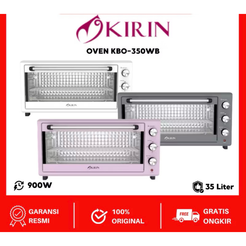 KIRIN Oven Listrik Wide Body Beauty 35 Liter KBO 350WB KBO350 WB Pemanggang Kirin Oven 35L