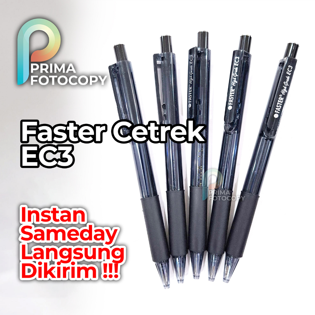 Pulpen Faster Cetek EC3 0.7 Hitam Extra Fine Pen Anti Macet