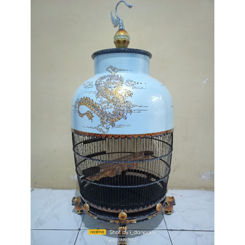 sangkar perkutut motif naga