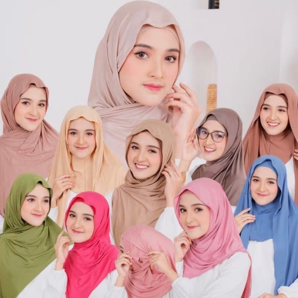 Pashmina Inner Jersey Nutup Leher / Pashmina Kaos Premium / Jilbab instan Panjang Muslim Wanita