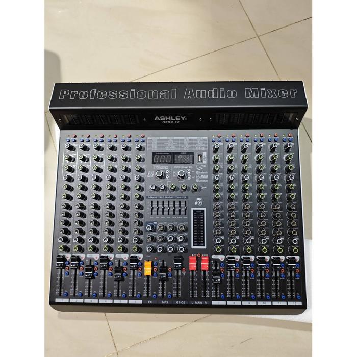 Mixer Ashley Hero 12 New Compressor (12 Channel) Efek digital recording USB Buletooth Original