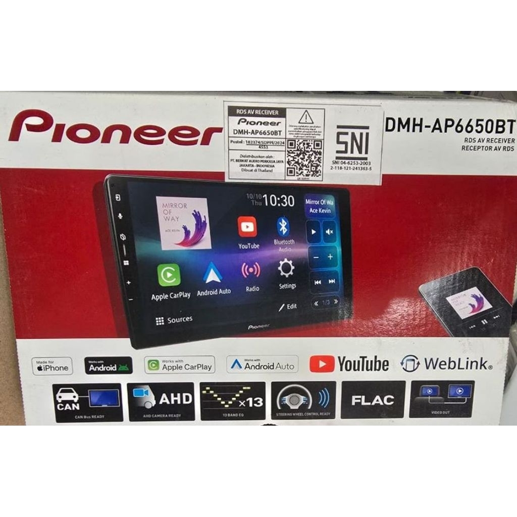 Tv Pioneer Look Android Layar 9in HeadUnit Pioneer Ap6650BT Original Tv mobil Pioneer