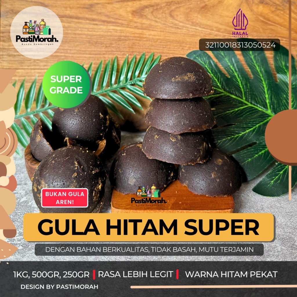 Gula Merah Hitam 1KG Gula Batok Congkak Super Pempek Cuko 1KG, 500GR, 250GR HALAL Gula Merah Hitam D