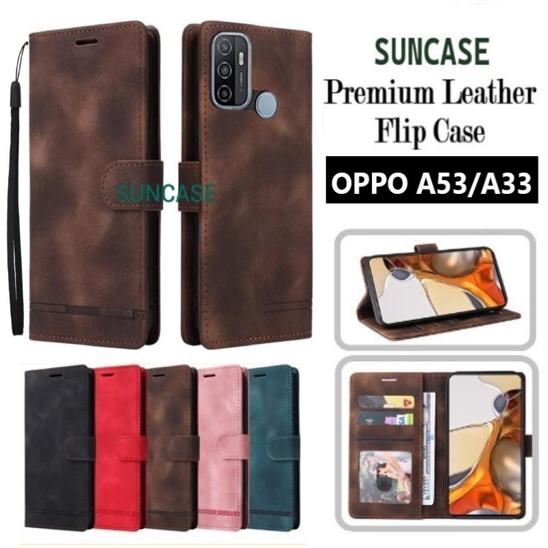 Casing hp OPPO A53 A33 model flip dompet softcase premium ada tali