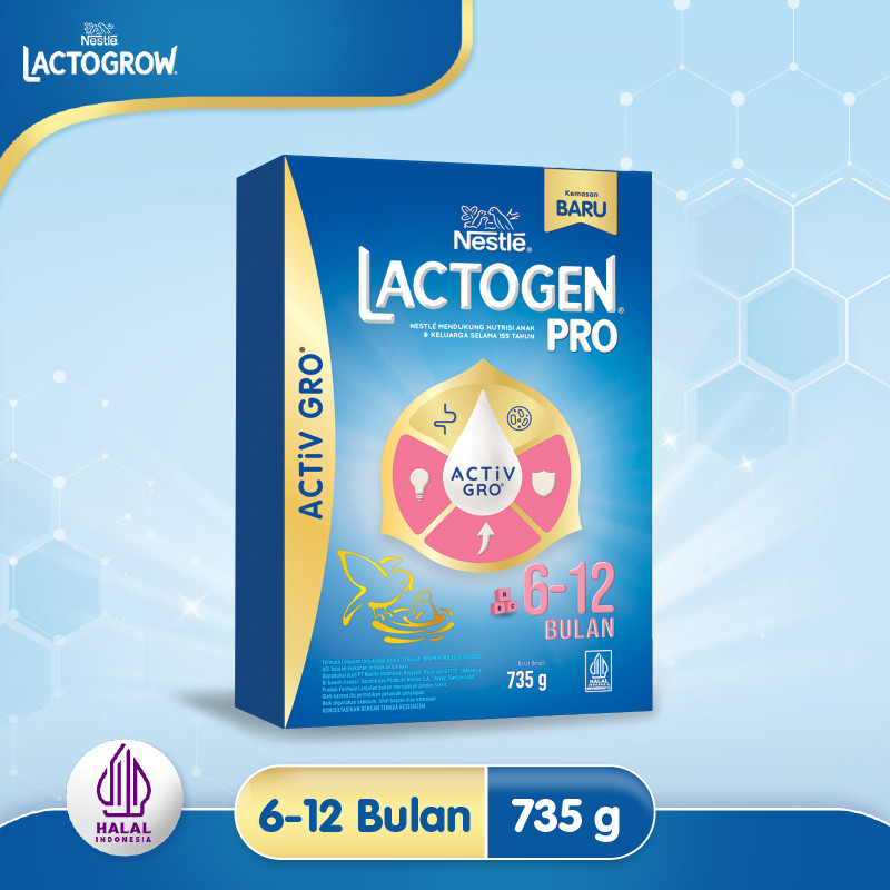 LACTOGEN Pro Activ Gro 6-12 Bulan 735g - Susu Pertumbuhan Bayi Usia 6 - 12 Bulan