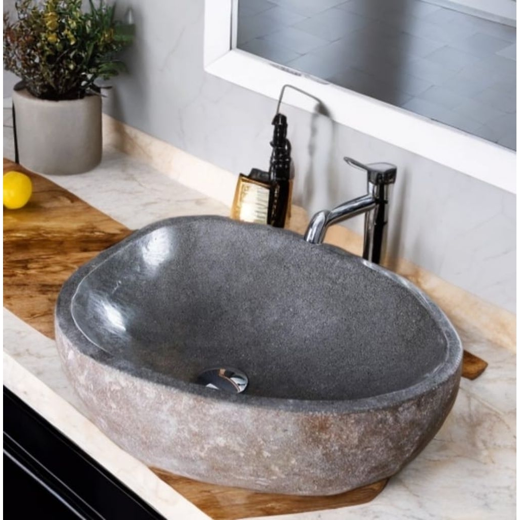 Wastafel batu kali / Wastafel river stone 30 - 35 cm