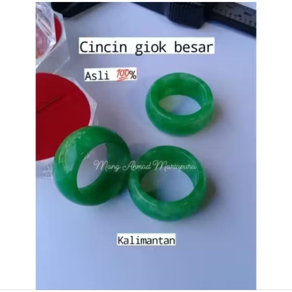 Cincin Batu Giok China Asli - Cincin Giok Besar Corak Donat Original Import
