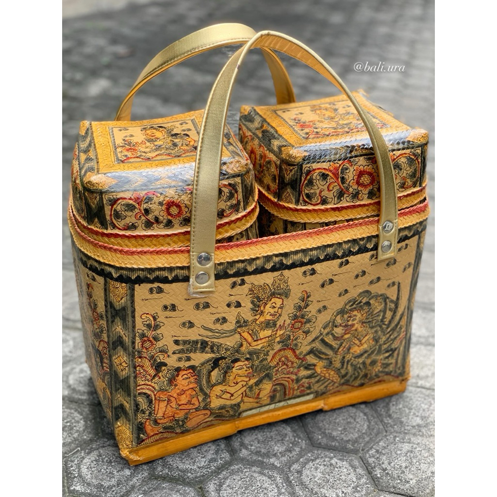 Keben Tas Lukis Wayang BALI Handmade Anyaman Bambu Etnik