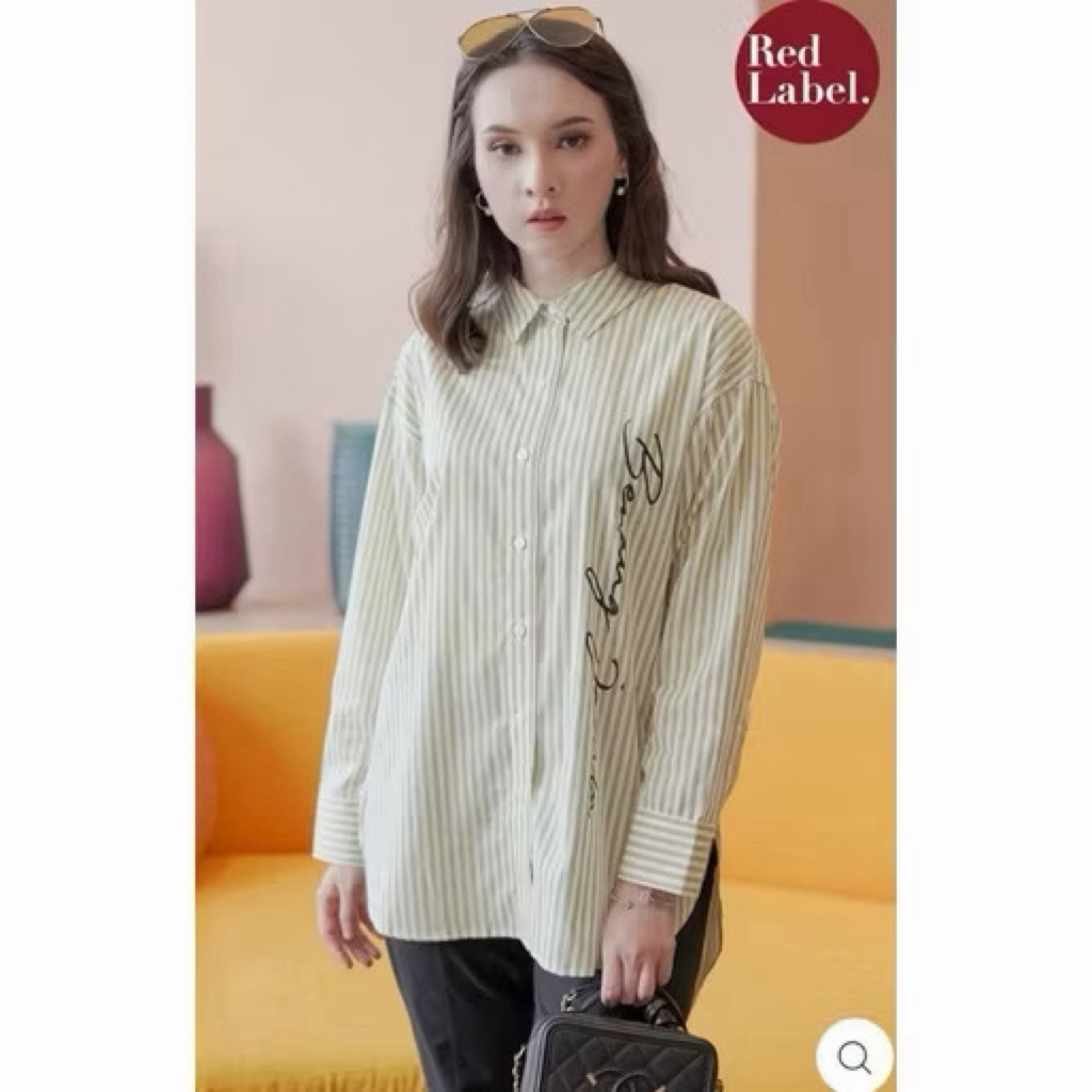 PL Benang jarum Yellow Striped printed Logo Shirt (M)